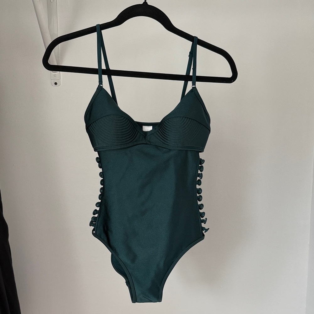 ZIMMERMANN Melody Bullet Bra One Piece Swimsuit In Green